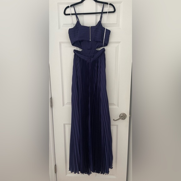 Got the Glam Navy Blue Pleated Cutout Maxi Dress - Picture 5 of 6